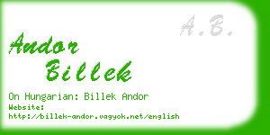 andor billek business card